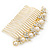 Bridal/ Wedding/ Prom/ Party Gold Plated Clear Crystal, Simulated Pearl Butterfly Hair Comb - 95mm - view 5