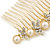 Bridal/ Wedding/ Prom/ Party Gold Plated Clear Crystal, Simulated Pearl Butterfly Hair Comb - 95mm - view 6