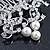 Bridal/ Wedding/ Prom/ Party Rhodium Plated Clear Crystal, White Simulated Glass Pearl Asymmetrical Hair Comb - 95mm - view 6