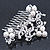 Bridal/ Wedding/ Prom/ Party Rhodium Plated Clear Crystal, White Simulated Glass Pearl Asymmetrical Hair Comb - 95mm - view 5