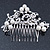 Bridal/ Wedding/ Prom/ Party Rhodium Plated Clear Crystal, White Simulated Glass Pearl Asymmetrical Hair Comb - 95mm