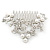 Bridal/ Wedding/ Prom/ Party Rhodium Plated Clear Crystal, White Simulated Glass Pearl Asymmetrical Hair Comb - 95mm - view 2