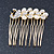 Bridal/ Wedding/ Prom/ Party Gold Plated Clear Crystal, Simulated Pearl 'Peacock' Hair Comb - 50mm