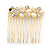 Bridal/ Wedding/ Prom/ Party Gold Plated Clear Crystal, Simulated Pearl 'Peacock' Hair Comb - 50mm - view 5