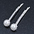 2 Bridal/ Prom Crystal, Simulated Pearl 'Daisy Flower' Hair Grips/ Slides In Rhodium Plating - 60mm Across
