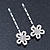 2 Bridal/ Prom Crystal, Simulated Pearl 'Open Daisy' Hair Grips/ Slides In Rhodium Plating - 60mm Across