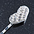 2 Bridal/ Prom Crystal, Simulated Pearl 'Heart' Hair Grips/ Slides In Rhodium Plating - 55mm Across - view 4