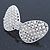 Bridal Wedding Prom Silver Tone Simulated Pearl Diamante 'Classic Bow' Barrette Hair Clip Grip - 65mm Across - view 8