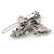 Vintage Inspired AB Crystal 'Butterfly' Hair Slide In Antique Silver Metal - 45mm Across - view 4
