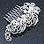 Bridal/ Wedding/ Prom/ Party Rhodium Plated Clear Crystal, Simulated Pearl 'Feather' Hair Comb - 100mm