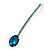1Pcs Long Teal Blue Oval Glass Stone Hair Grip/ Slide In Gold Plating - 85mm Across