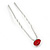 3pcs Bridal/ Wedding/ Prom/ Party Red Crystal Hair Pins In Silver Tone - 70mm L - view 10