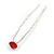 3pcs Bridal/ Wedding/ Prom/ Party Red Crystal Hair Pins In Silver Tone - 70mm L - view 8