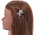 Clear Austrian Crystal Rose Hair Slide/ Grip In Silver Tone Metal - 50mm Across - view 3