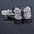 Clear/ Black Austrian Crystal Butterfly Hair Beak Clip/ Concord Clip In Silver Tone - 37mm L - view 5