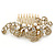 Vintage Inspired Bridal/ Wedding/ Prom/ Party Gold Tone Clear Crystal, Simulated Pearl 'Feather' Side Hair Comb - 100mm - view 8