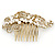 Vintage Inspired Bridal/ Wedding/ Prom/ Party Gold Tone Clear Crystal, Simulated Pearl 'Feather' Side Hair Comb - 100mm - view 7