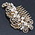 Vintage Inspired Bridal/ Wedding/ Prom/ Party Gold Tone Clear Crystal, Simulated Pearl 'Feather' Side Hair Comb - 100mm - view 5