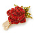 Red/ Green Austrian Crystal Rose Hair Beak Clip/ Concord Clip In Gold Plating - 45mm L - view 2