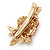 Red/ Green Austrian Crystal Rose Hair Beak Clip/ Concord Clip In Gold Plating - 45mm L - view 4