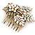 Vintage Inspired Bridal/ Wedding/ Prom/ Party Gold Tone CZ, Faux Peal Floral Hair Comb - 65mm - view 11