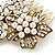 Vintage Inspired Bridal/ Wedding/ Prom/ Party Gold Tone CZ, Faux Peal Floral Hair Comb - 65mm - view 7