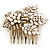 Vintage Inspired Bridal/ Wedding/ Prom/ Party Gold Tone CZ, Faux Peal Floral Hair Comb - 65mm - view 8