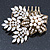 Vintage Inspired Bridal/ Wedding/ Prom/ Party Gold Tone CZ, Faux Peal Floral Hair Comb - 65mm - view 2