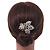 Vintage Inspired Bridal/ Wedding/ Prom/ Party Gold Tone CZ, Faux Peal Floral Hair Comb - 65mm - view 3