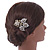Vintage Inspired Bridal/ Wedding/ Prom/ Party Gold Tone CZ, Faux Peal Floral Hair Comb - 65mm - view 4
