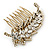 Vintage Inspired Clear Austrian Crystal 'Leaf' Side Hair Comb In Gold Tone - 70mm