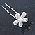 Bridal/ Wedding/ Prom/ Party Set Of 6 Rhodium Plated Crystal Daisy Flower Hair Pins - view 8