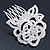 Bridal/ Wedding/ Prom/ Party Rhodium Plated Clear Austrian Crystal Sculptured Rose Hair Comb - 55mm - view 3