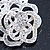 Bridal/ Wedding/ Prom/ Party Rhodium Plated Clear Austrian Crystal Sculptured Rose Hair Comb - 55mm - view 4