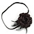Black Silk Rose Flower with Feather Elastic Headband/ Headwrap