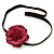 Red Leather Poppy Flower Elastic Headband/ Headwrap - view 6