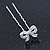 Bridal/ Wedding/ Prom/ Party Set Of 6 Rhodium Plated Crystal 'Bow' Hair Pins - view 8
