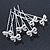 Bridal/ Wedding/ Prom/ Party Set Of 6 Rhodium Plated Crystal 'Bow' Hair Pins - view 7
