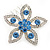 Bridal/ Prom/ Wedding/ Party Rhodium Plated Clear/ Light Blue Austrian Crystal Flower Side Hair Comb - 55mm W