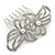 Bridal/ Wedding/ Prom/ Party Rhodium Plated Clear Crystal, Simulated Pearl Double Flower Hair Comb - 75mm