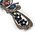 Romantic Crystal Butterfly and Flowers Barrette Hair Clip Grip In Gunmetal Finish (Dim Grey, Pink, Dark Blue) - 80mm Across - view 4