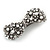 Vintage Inspired White Faux Pearl, Clear Crystal Bow Barrette Hair Clip Grip In Gunmetal Finish - 80mm Across - view 8