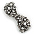 Vintage Inspired White Faux Pearl, Clear Crystal Bow Barrette Hair Clip Grip In Gunmetal Finish - 80mm Across - view 9