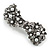Vintage Inspired White Faux Pearl, Clear Crystal Bow Barrette Hair Clip Grip In Gunmetal Finish - 80mm Across - view 10