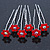 Bridal/ Wedding/ Prom/ Party Set Of 6 Red Austrian Crystal Daisy Flower Hair Pins In Silver Tone