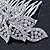 Bridal/ Prom/ Wedding/ Party Rhodium Plated Clear Austrian Crystal Leaf Side Hair Comb - 9cm W - view 7