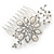 Bridal/ Wedding/ Prom/ Party Rhodium Plated Clear Austrian Crystal, Glass Pearl Floral Hair Comb - 80mm - view 2