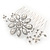 Bridal/ Wedding/ Prom/ Party Rhodium Plated Clear Austrian Crystal, Glass Pearl Floral Hair Comb - 80mm - view 4
