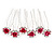 Bridal/ Wedding/ Prom/ Party Set Of 6 Clear Austrian Crystal Fuchsia Rose Flower Hair Pins In Silver Tone