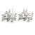 Bridal/ Wedding/ Prom/ Party Set Of 2 Rhodium Plated Clear Austrian Crystal Glass Pearl Floral Hair Pins - 70mm L - view 6